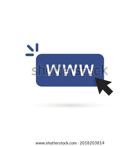 simple click to web site or www icon. concept of easy visit to world website or home page net link. flat style trend modern communication logo element graphic design isolated on white background