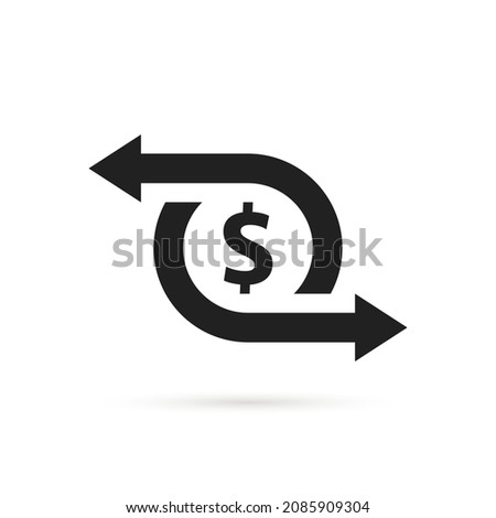 black easy cash flow icon with dollar symbol. concept of us currency sign for business or speed cashflow. simple trend modern minimal refinance logotype graphic design web element isolated on white