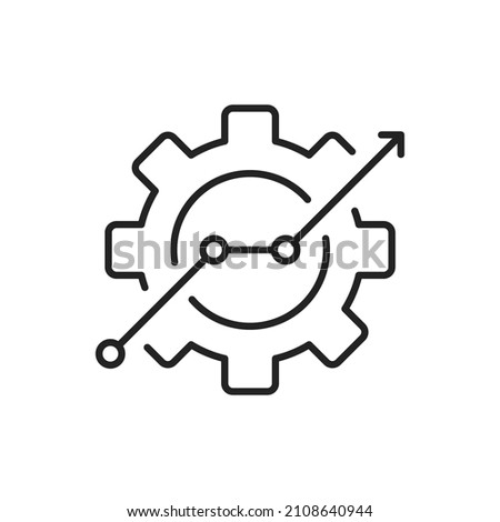black thin line gear like insight or metric icon. flat linear trend modern stroke fin tech logotype graphic web art design element isolated on white background. concept of manufacturing or methodology