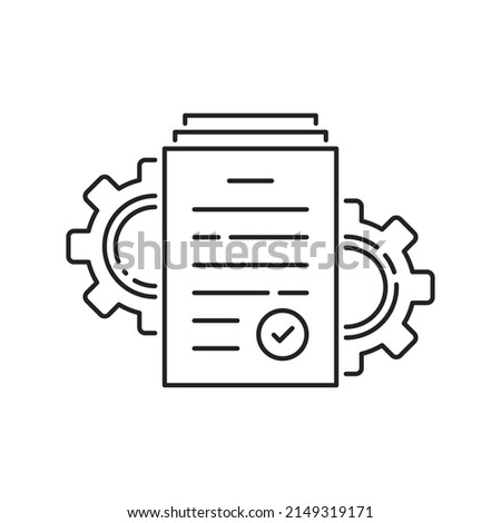 thin line kpi control or execute operation icon. linear modern business efficiency or digital doc logotype graphic stroke art design element isolated on white. concept of capacity or paperwork process