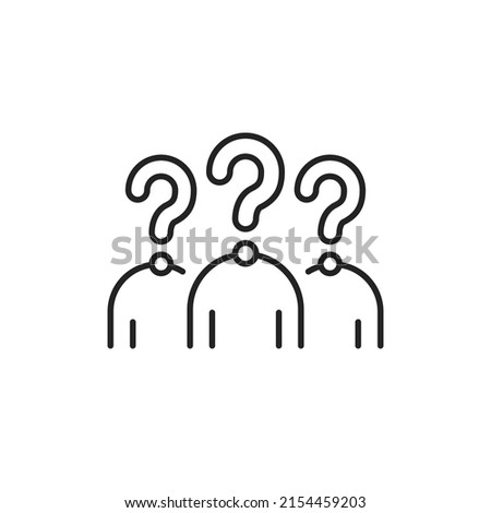 thin line suspect person icon with question mark. simple linear trend modern id logotype graphic stroke design web element isolated on white. concept of faceless and headless anonim or unknown people