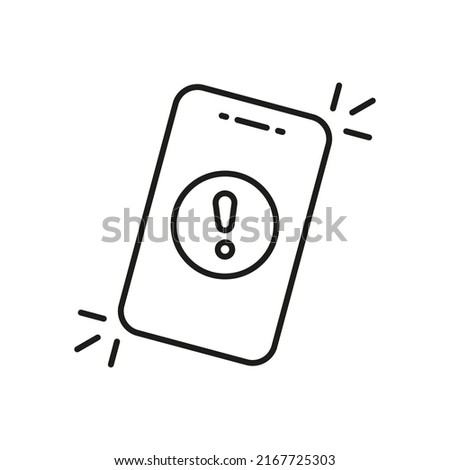 black urgent message icon with thin line phone. flat stroke art trend modern access logo graphic web linear design element. concept of smart cellphone symbol like get announcement information