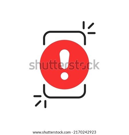 emergency call or alert icon with simple phone. flat outline trend modern access logotype graphic web design element. concept of smart cellphone symbol like get announcement or bad information