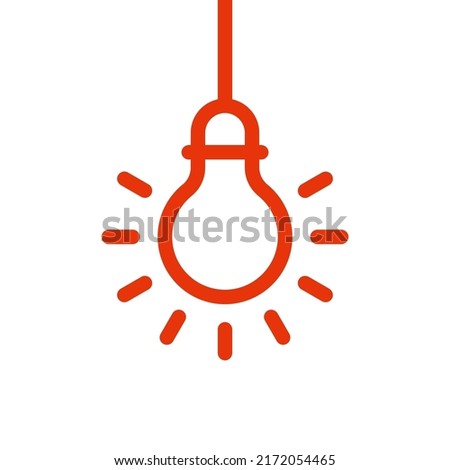 red hanging light bulb like insight symbol. concept of aha moment or quizz sign or think outside the box. outline trend more efficiency logotype graphic web design element isolated on white background