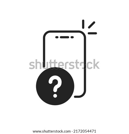 black phone with question mark like online voting icon. flat trend modern quiz logotype graphic web outline design element isolated on white. concept of easy request and inquiry or enquire badge