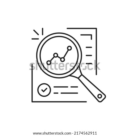 data quality assessment or study case thin line icon. concept of fraud search or accounting plan symbol. stroke art trend modern paperwork logotype graphic web linear market design isolated on white