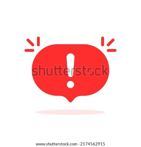 important or urgent icon with red speech bubble. flat trend modern speechbubble sms logotype graphic design web element isolated on white. concept of failure conversation in forum or priority inform