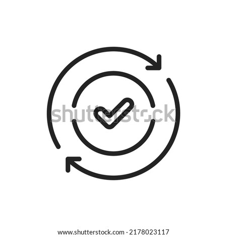 round convenient icon like easy pay or update. concept of replace or swap symbol and quality control. linear trend modern synchronize logotype graphic stroke art design web element isolated on white Foto d'archivio © 
