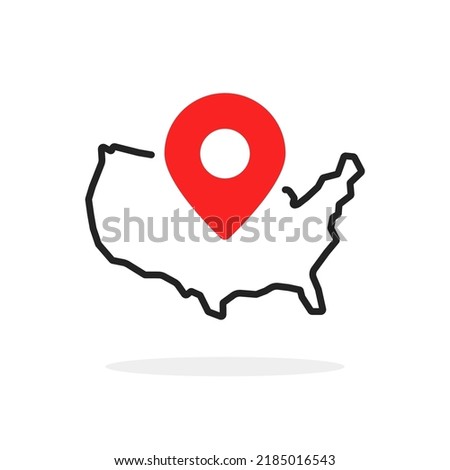united states of america map like thin line icon. flat linear trend modern lineart logotype design web infographic element isolated on white background. concept of coastline of part of global world