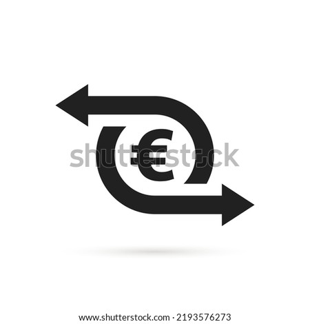 easy cash flow icon with euro black symbol. concept of commerce or wealth badge for credit account. flat simple style trend modern logotype graphic design web element isolated on white background