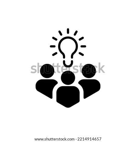 crowd of people icon with thin line bulb. flat simple trend modern smart people meeting logotype graphic design web element isolated on white. concept of aha moment skill or development service