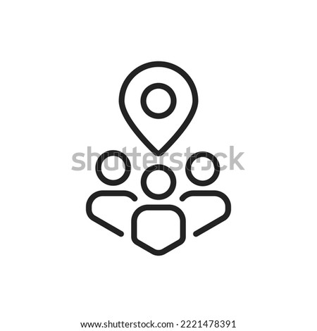 meeting location or team place thin line icon. outline trend modern crowd logotype graphic stroke design web element isolated on white. concept of real estate company symbol or public space badge