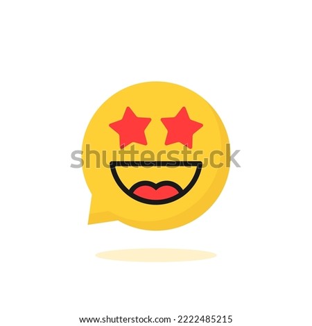 excitement emoticon like yellow speech bubble. flat cartoon trend modern logotype design web element isolated on white background. concept of happy and funny emoji pictogram
