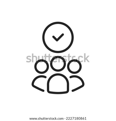 effective teamwork icon with black thin line group. simple trend linear logotype graphic web stroke design element isolated on white. concept of policy safety or protection and leader meeting symbol