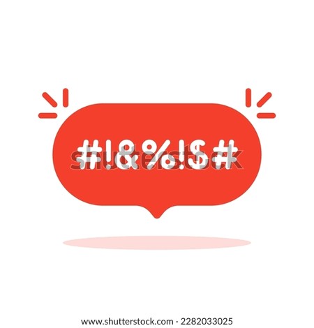 red speech bubble with bad word like complain icon. flat simple trend modern vulgarity explicitives logotype graphic abstract design web element isolated on white. concept of customer negative emotion