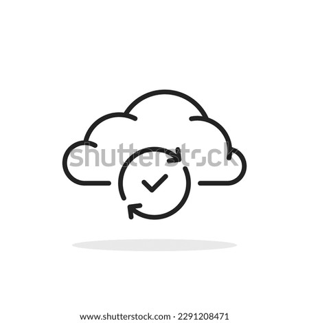 black thin line cloud like data update icon. linear trend modern graphic stroke design easy workflow logotype web element isolated on white. concept of data transaction pictogram or info database sign