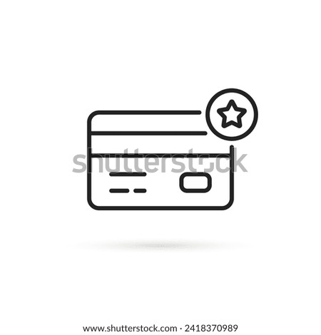 black thin line membership icon with credit card. flat linear trend modern graphic simple earn logotype design abstract web element isolated on white. concept of e-commerce symbol or premium sign