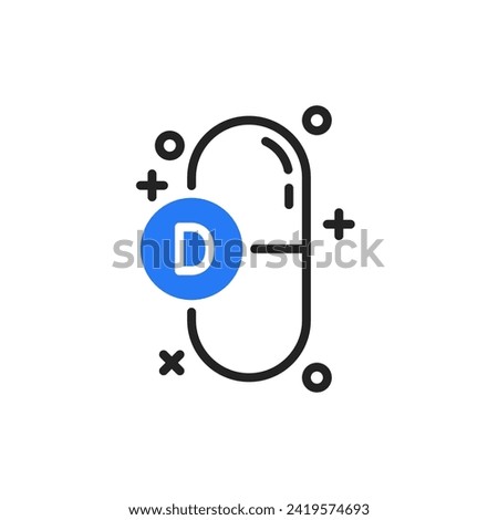 vitamin d food supplement icon like thin line pill. concept of easy useful addition to children and adult nutrition. trend modern graphic simple lineart logotype design web element isolated on white