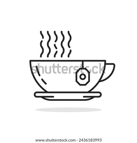 cup of hot tea icon in thin line style. linear simple graphic modern design abstract lineart logotype element isolated on white. concept of morning drink for relaxation and natural herbal tea for rest