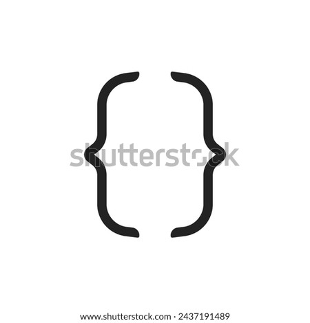 simple black bracket icon for text quote. graphic linear modern design abstract logo element isolated on white background. concept of minimal symbol for html coding or quotation part for message