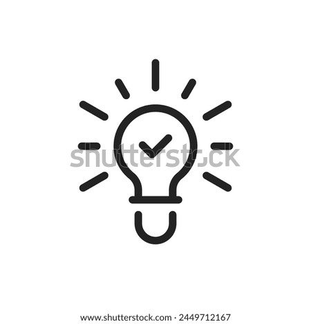 thin line light bulb like insight or idea icon. linear graphic trend modern design lineart invention logotype element isolated on white. concept of energy efficiency lamp or creative idea inspiration