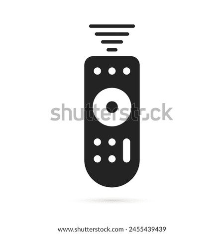 black remote control for tv streaming icon. simple style graphic trend modern abstract design logotype element isolated on white. concept of easy management of home appliances from short distance