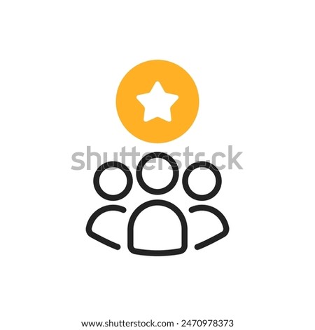 customer experience icon with people team. flat simple style graphic trend modern design abstract favorite logotype element isolated on white. concept of group of buyer with testimonial about service