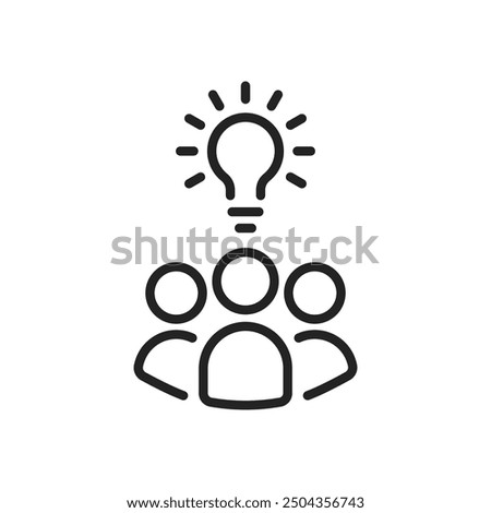 thin line crowd of people like insight icon. simple linear trend modern graphic design abstract planning logotype element isolated on white. concept of aha moment symbol or sign and inventor pictogram