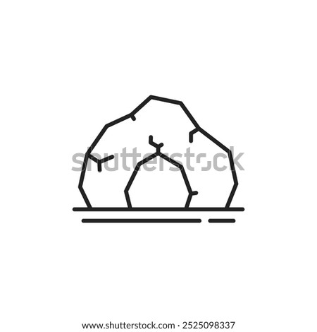 thin line black cave icon like speleology. abstract linear style trend modern graphic art design logotype element isolated on white. concept of dungeon exploration or interesting spelunking pictogram