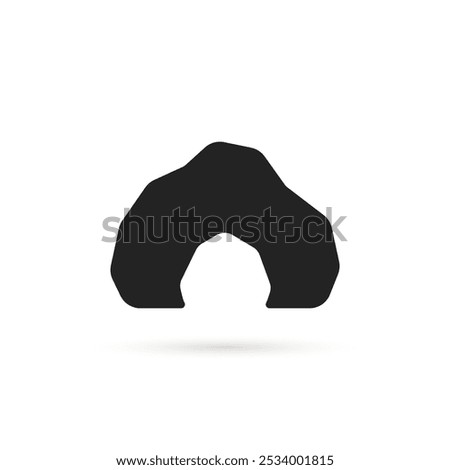 simple black cave icon with shadow. abstract flat style trend modern graphic art design logotype element isolated on white. concept of dungeon exploration or interesting spelunking pictogram