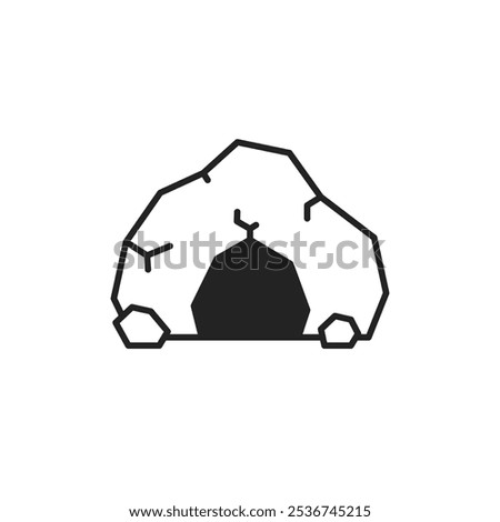 simple thin line icon with entrance to the cave. abstract linear trend modern graphic art design logotype element isolated on white. concept of dungeon exploration or interesting spelunking pictogram