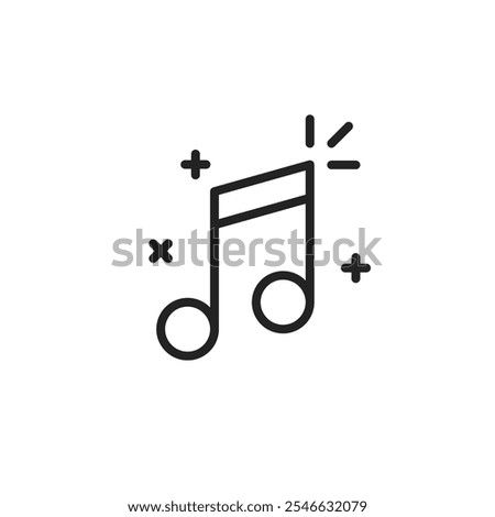 audio streaming icon like thin line music note. linear style trend modern logotype graphic art design element isolated on white. concept of badge for digital play list or podcast platform label