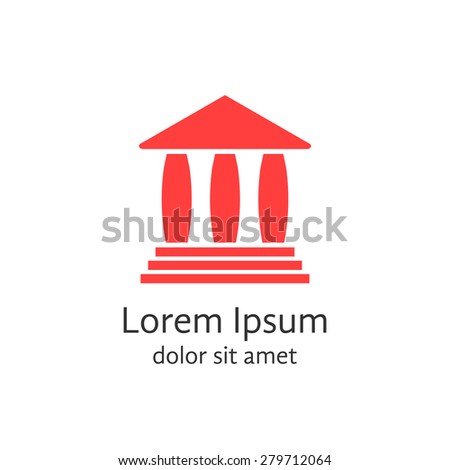 red banking house logotype. concept of lawyer, monumental, justice, library, facade, protection, capitol, theater. isolated on white background. flat style modern brand design vector illustration