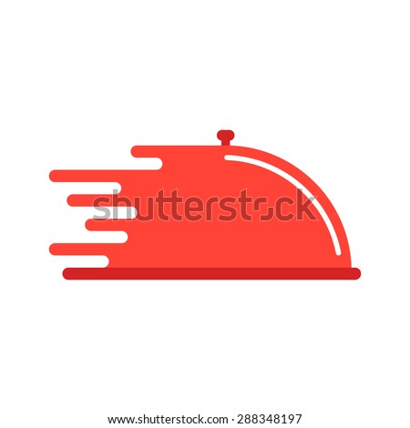 red dish like food delivery. concept of cooking, waiter, quick service, send goods, logistic, catering. isolated on white background. flat style trend modern brand design vector illustration