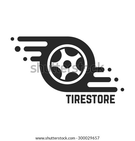 tire store with abstract tyre. concept of 24 hour support, protector, auto station, maintenance, machine disk. isolated on white background. flat style trend modern brand design vector illustration