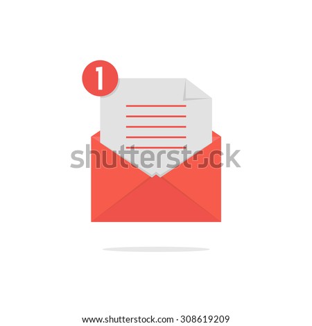red open envelope with check list and shadow. concept of newsletter, notify, support, incoming, confirm. isolated on white background. flat style trend modern logo design vector illustration