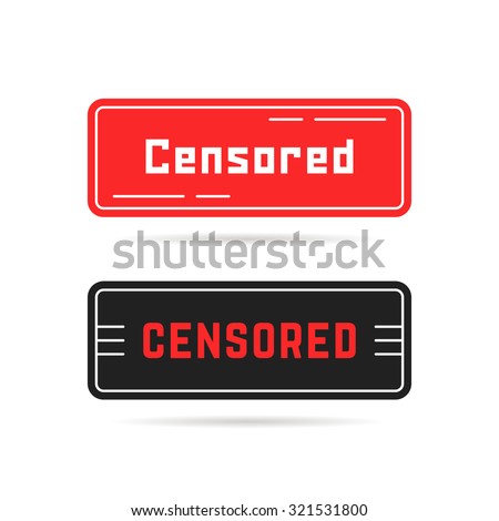 two censored banners with shadow. concept of parental advisory explicit content, violence, pornography, verify. isolated on white background. flat style trend modern logo design vector illustration