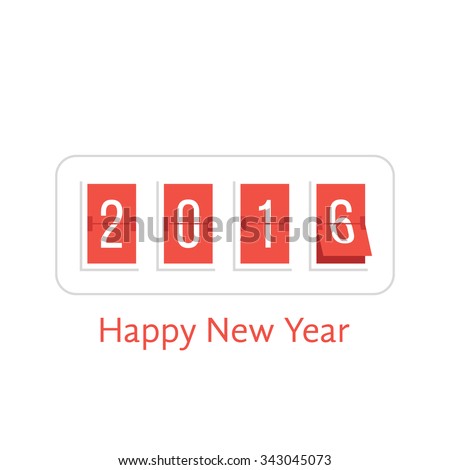 happy new year with 2016 scoreboard. concept of flipboard numerical, celebrate, 2016 year, 2016 calendar template. isolated on white background. flat style trend modern logo design vector illustration