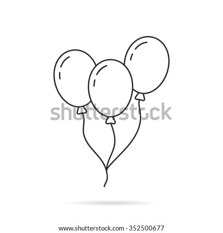 thin line balloon icon with shadow. concept of valentine day, recreational, recreation park item, festival, toy. isolated on white background. linear style trend modern logo design vector illustration