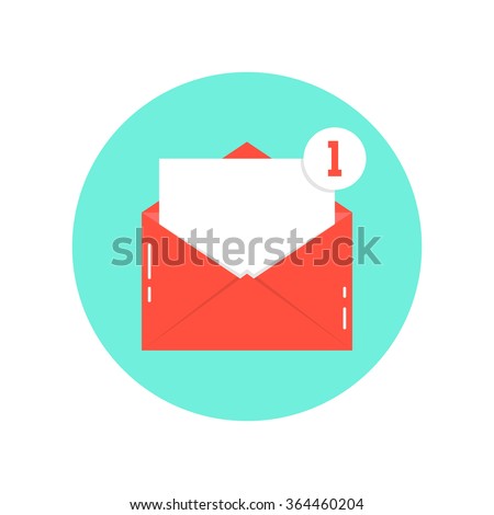 red letter notification on green circle. concept of e-mail, postal, sms, support, check list, media advertising. isolated on white background. flat style trend modern logo design vector illustration