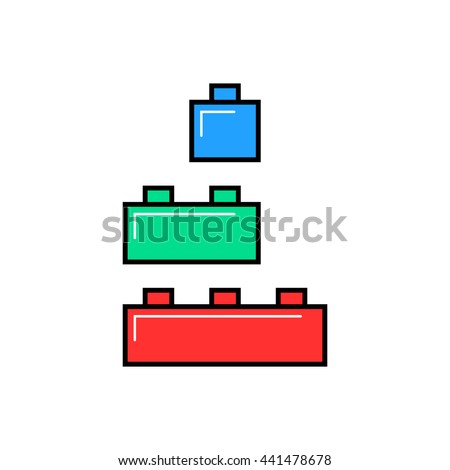 colored linear building toy. concept of small edifice, brickwork, compound, puzzle, project, component collection. flat linear style trend modern brand design vector illustration on white background