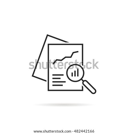 black linear document like auditing. concept of auditor, fax, seo, scrutiny, annual verification, evaluation, info, growth, forecast. flat style logotype design vector illustration on white background