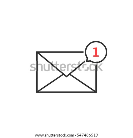 thin line notification icon speech bubble. concept of ui, mailbox, check list, writing incoming, send, data file, 1 one new message. flat style trend modern logotype graphic design on white background