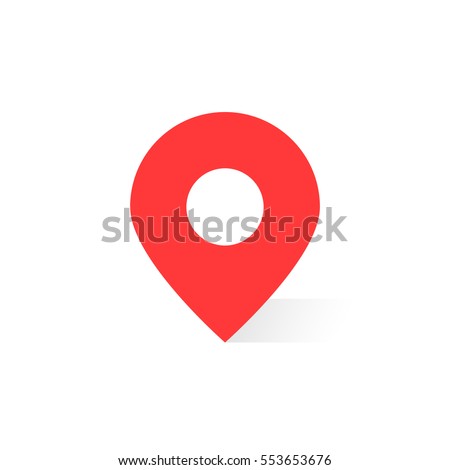 simple red map pin with shadow. concept of global coordinate, dot, needle tip, positioning pictogram, user interface element label, ui. flat style trend modern brand graphic design on white background