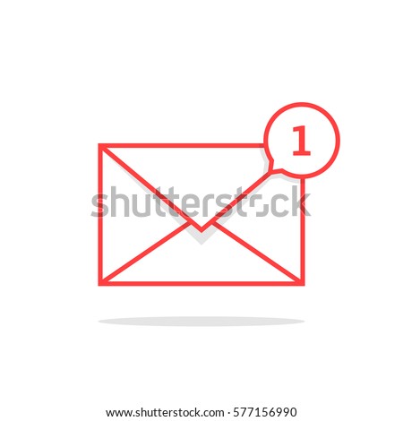 red thin line notification icon with speech bubble. concept of close spam, mailbox ui button, subscribed, mail, contact. flat style trend modern logotype graphic art design element on white background