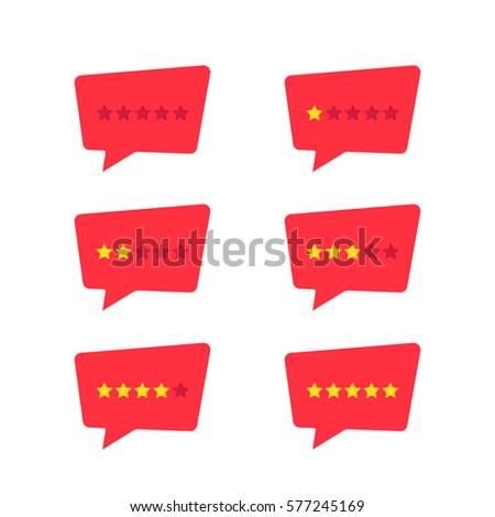 set of simple red rating stars icon. concept of decision, grading system, testimonial, appraisal, mobile application, award mark. flat style trend logotype graphic design element on white background