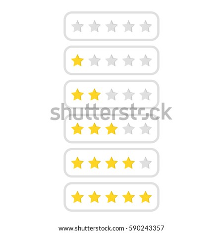 set of abstract five rating star. concept of survey, award symbol, blog excellent frame banner, ui online gradation sign flat style trend logo graphic design illustration isolated on white background