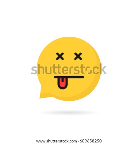 dead emoji speech bubble logo. concept of abstract social network conversation, 404 error and deathlike emblem. flat style simple unusual trend graphic symbol design and logotype template on white