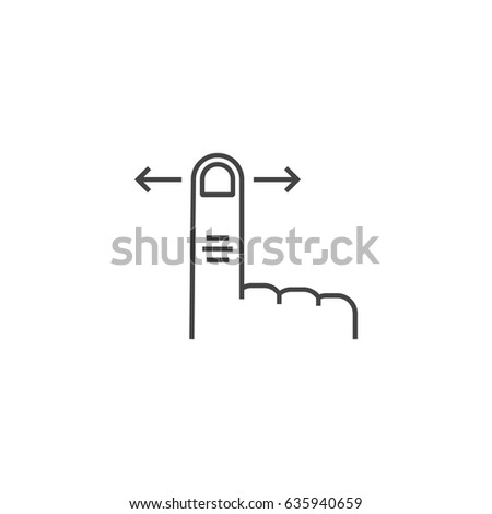 thin line left right scroll finger. concept of leaf through web pages using forefinger or ui element for smartphone interface. simple stroke style trend logotype graphic art design on white background
