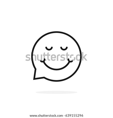 thin line enjoy emoji speech bubble logo. simple stroke flat style trend modern logotype graphic design on white background. concept of pleased smile like user avatar character for social network